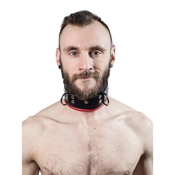 Mister B Leather Slave Collar Red Padding