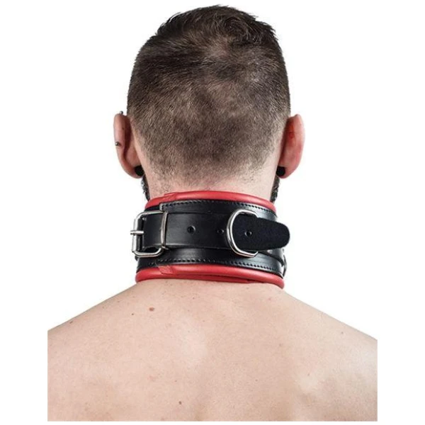 Mister B Leather Slave Collar Red Padding - Bilde 3