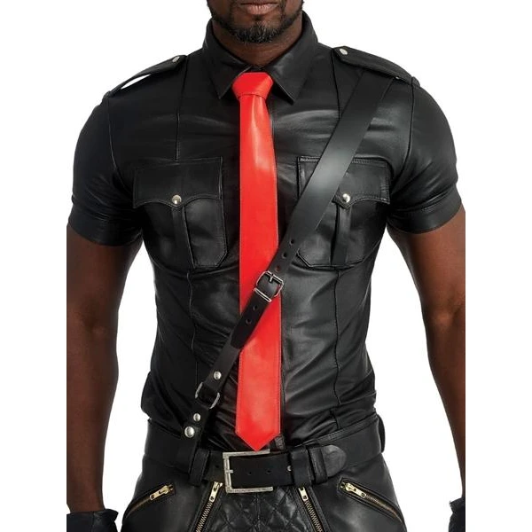 Mister B Leather Tie Stitched - Red