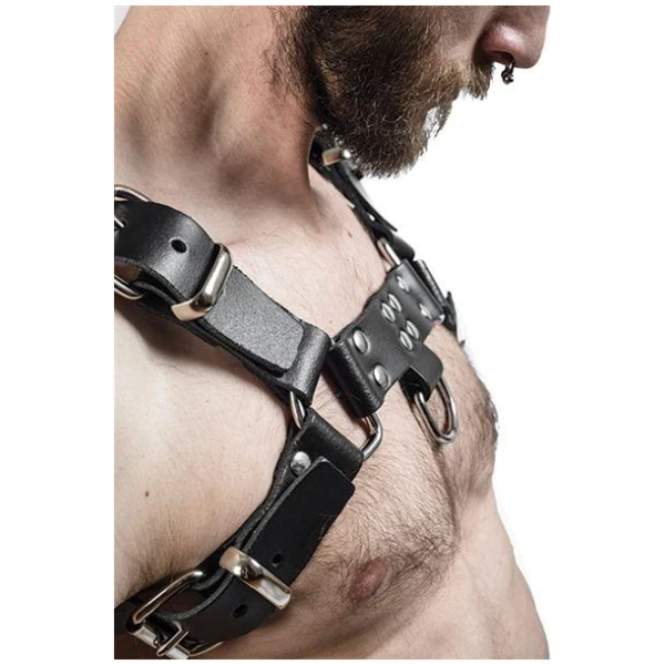 Mister B Leather Chest Harness Saddle Leather Black - Bilde 2