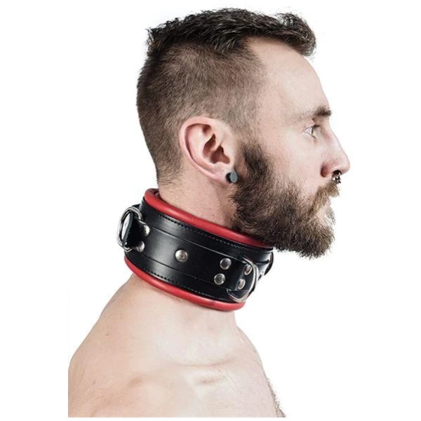 Mister B Leather Slave Collar Red Padding - Bilde 2