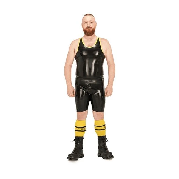 Mister B Rubber Muscle Shirt Black Yellow