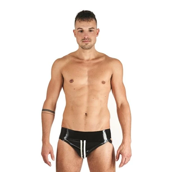 Mister B Rubber Jock Strap Black White