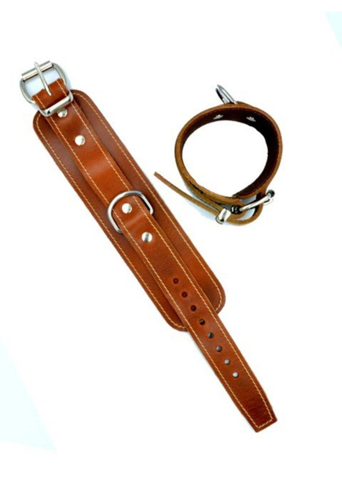 Mister B Leather Ankle Restraints Stitched - Brown