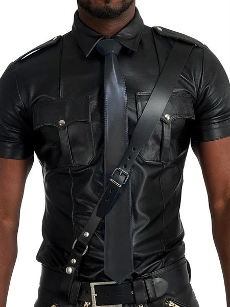 Mister B Leather Tie Stitched - Black