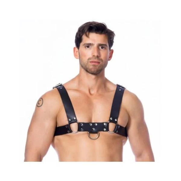 Leather Body Harness - Black & Silver