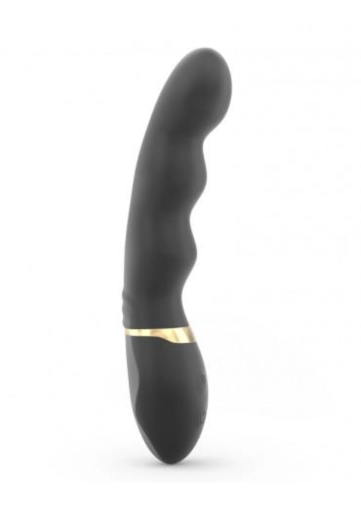 Too Much 2.0 - Classic Vibrator with Ribbed Design - Black & Gold