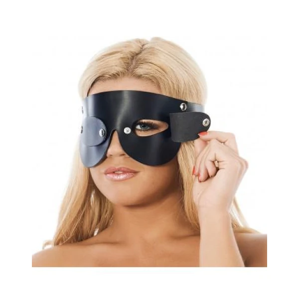 Leather Eye Mask with Detachable Eye Covers - Black