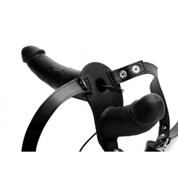 Power Pegger Double Strap-On Vibrator - Black - Bilde 2