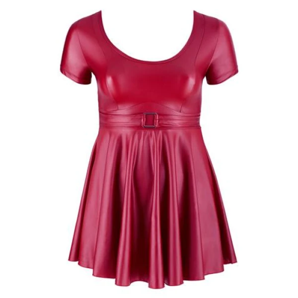 Red Flared Wetlook Dress - Bilde 3