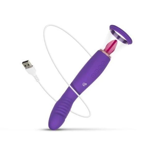 Pleasure Pump With G-Spot Vibrator - Purple - Bilde 4