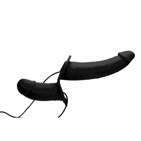 Power Pegger Double Strap-On Vibrator - Black - Bilde 4
