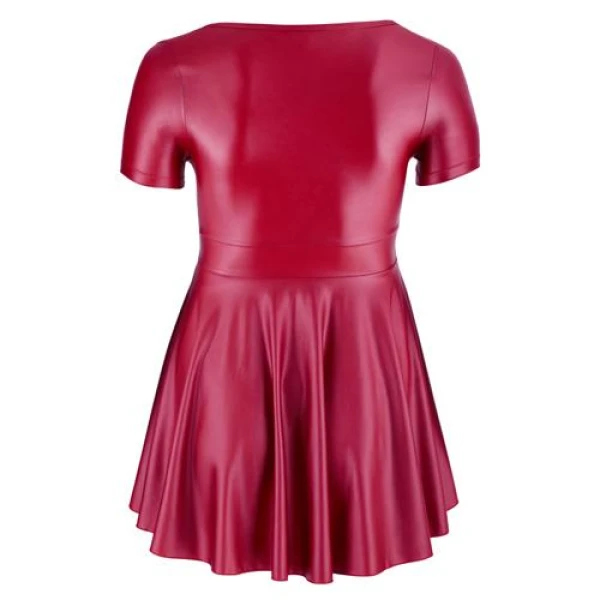 Red Flared Wetlook Dress - Bilde 4