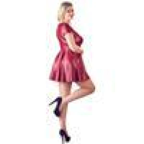 Red Flared Wetlook Dress - Bilde 2
