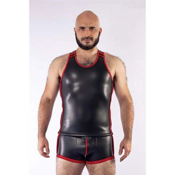Mister B Neoprene Tank Top Black Red