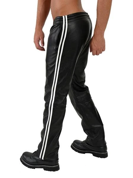 Mister B Leather Jogging Pants White Stripes - Bilde 3