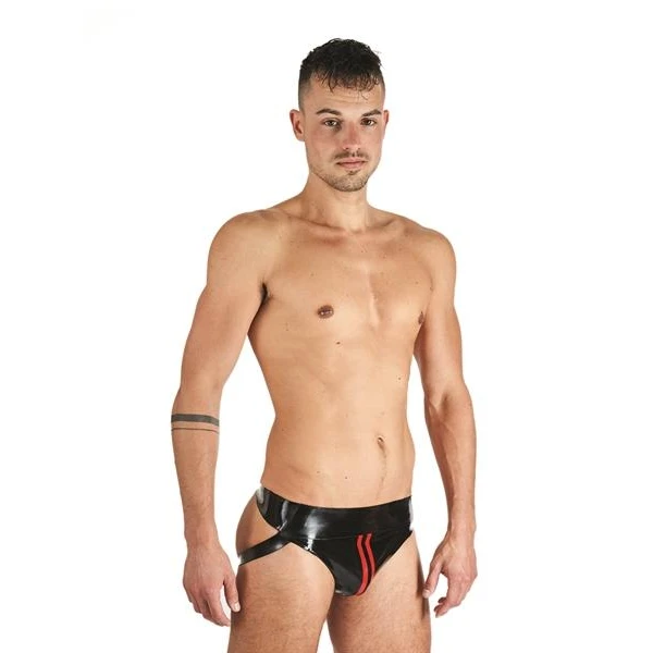 Mister B Rubber Jock Strap Black Red - Bilde 2