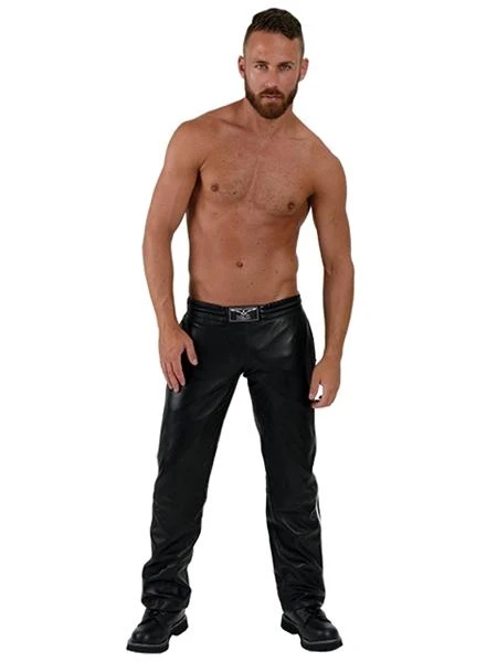 Mister B Leather Jogging Pants White Stripes - Bilde 2