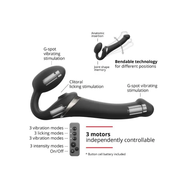 Strap-On-Me - Multi Orgasm - Strap-On Vibrator with Licking Stimulator Size S - Black - Bilde 6