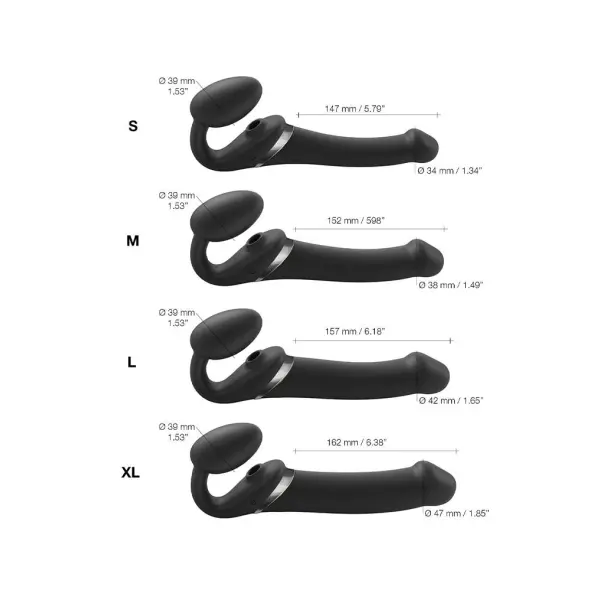 Strap-On-Me - Multi Orgasm - Strap-On Vibrator with Licking Stimulator Size S - Black - Bilde 7