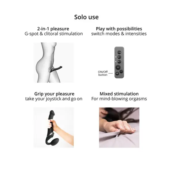 Strap-On-Me - Multi Orgasm - Strap-On Vibrator with Licking Stimulator Size S - Black - Bilde 5