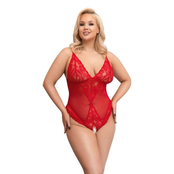 Red Curvy Crotchless Body