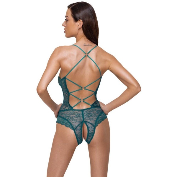 Green Crotchless Lace Body - Bilde 2