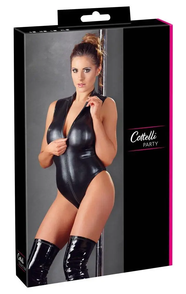 Black Sleeveless Wetlook Zip Body - Bilde 4
