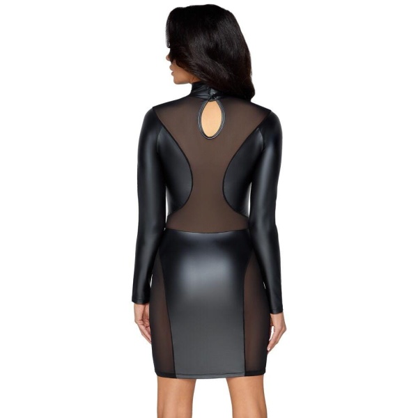 Dress Wetlook and Mesh Panel Long Sleeves - Bilde 4