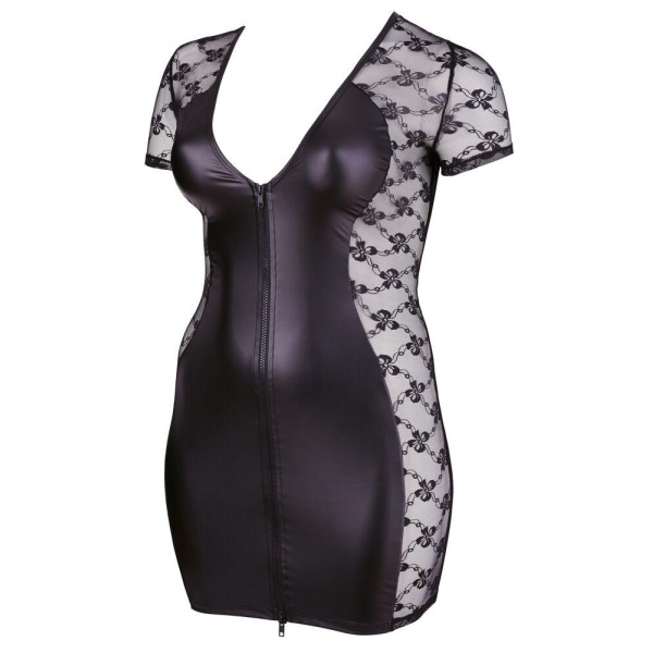 Curvy Wetlook with Side Mesh Panel Dress - Bilde 4