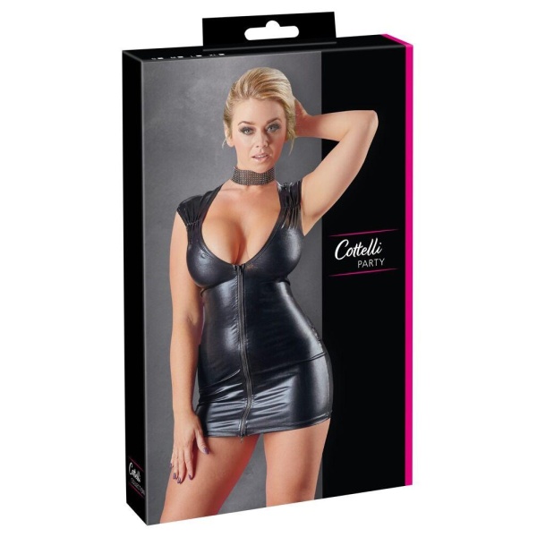 Wetlook Mini Dress with Cleavage Zip - Bilde 3