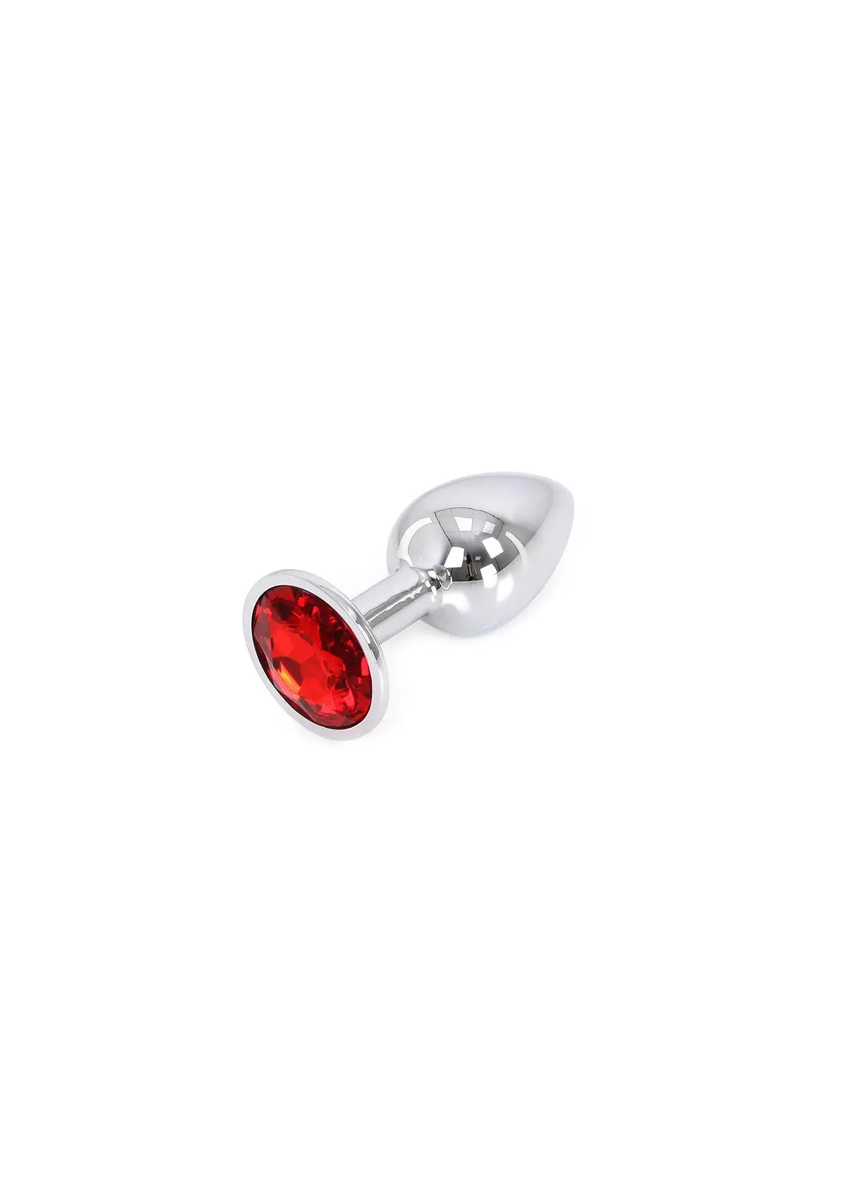 Buttplug Aluminium med Juvel - Small - Rød