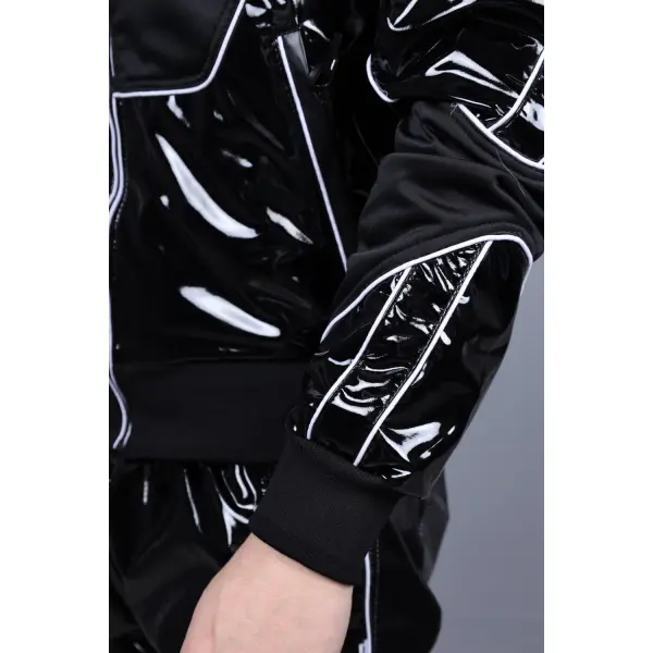 PVC 24 Tracksuit Jacket - Black with White Piping - Bilde 4