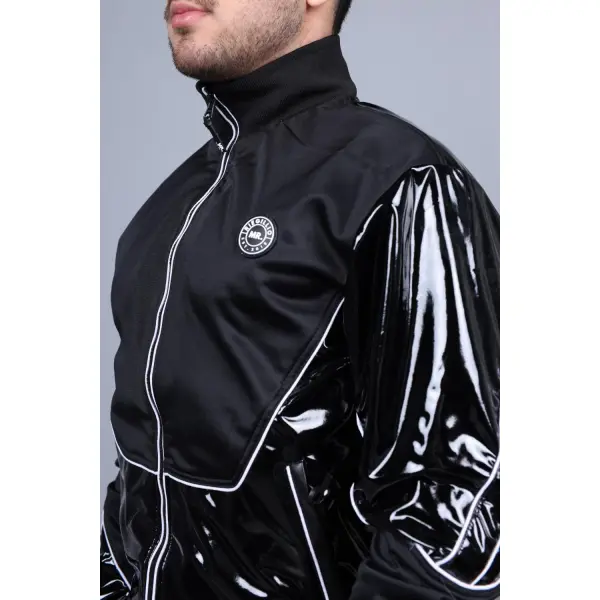 PVC 24 Tracksuit Jacket - Black with White Piping - Bilde 3
