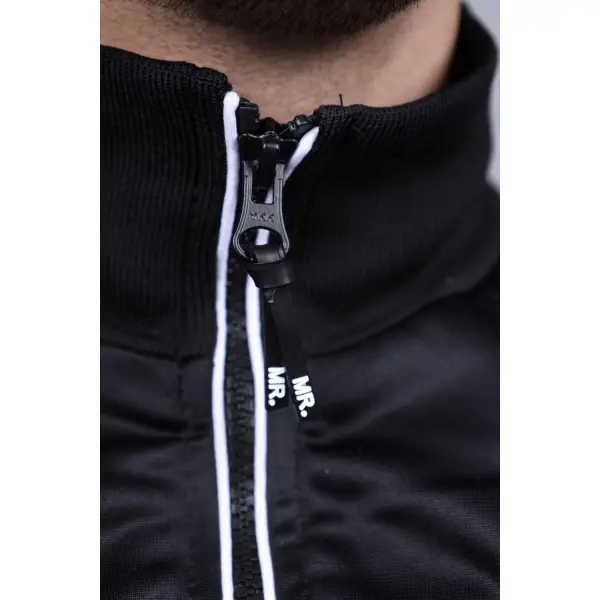 PVC 24 Tracksuit Jacket - Black with White Piping - Bilde 5