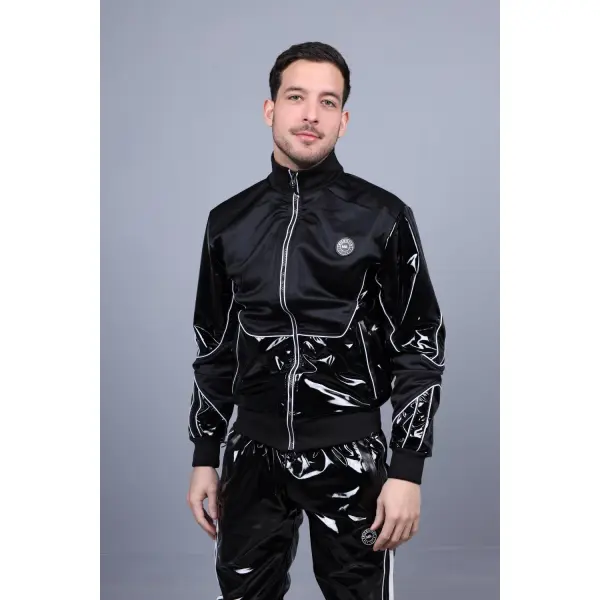 PVC 24 Tracksuit Jacket - Black with White Piping - Bilde 2