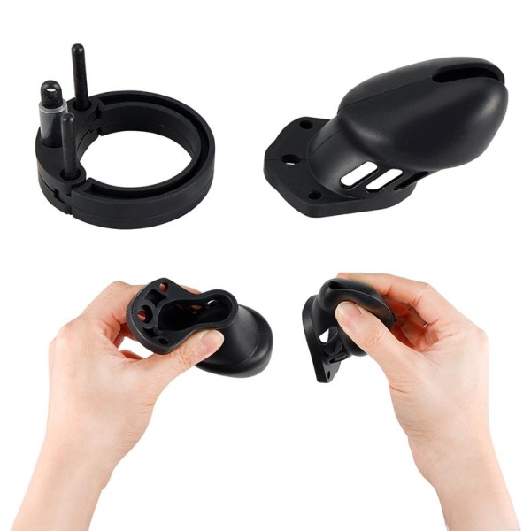 BRUTUS DENIAL - Silicone Chastity Cage Set Black - Bilde 7
