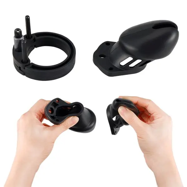 BRUTUS DENIAL - Silicone Chastity Cage Set Black - Bilde 7