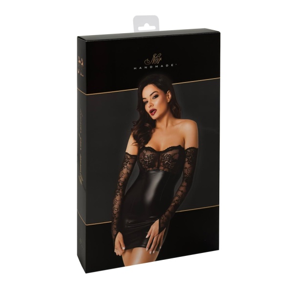 Harmonia powerwetlook and lace mini dress with gloves - Bilde 5
