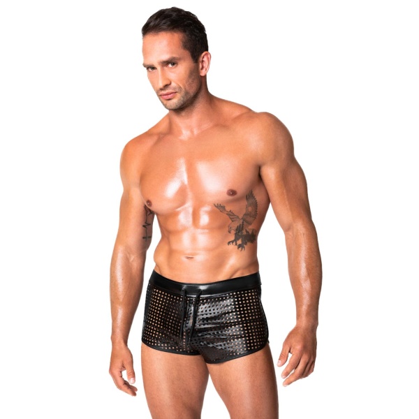 Mayhem powerwetlook lasercut short shorts