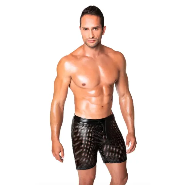 Mayhem powerwetlook lasercut long shorts