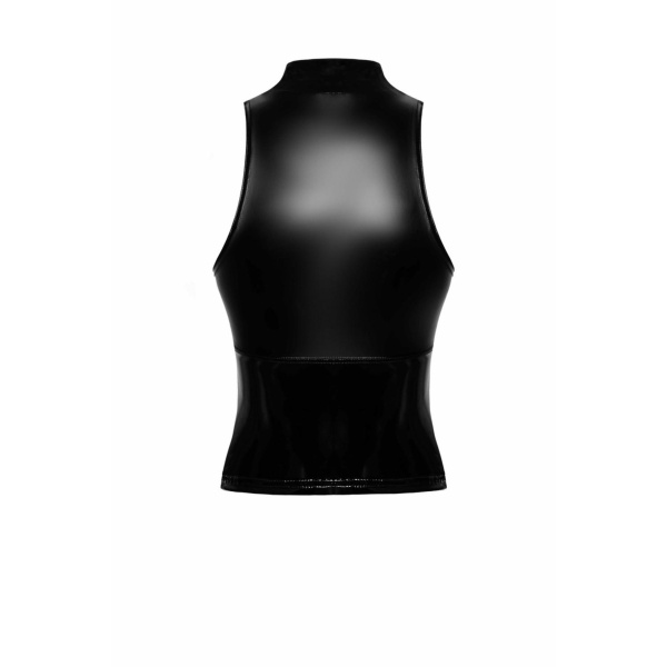 Glam wetlook top with vinyl corset - Bilde 4