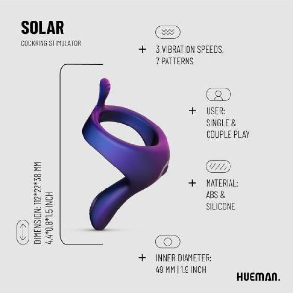 Hueman - Solar Vibrating Strap-on Cockring - Bilde 4