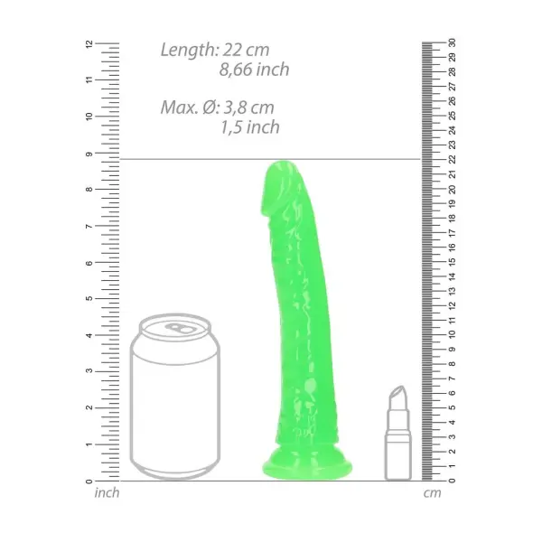 Slim Realistic Dildo with Suction Cup - Glow in the Dark - 8'' / 20 cm - Bilde 5