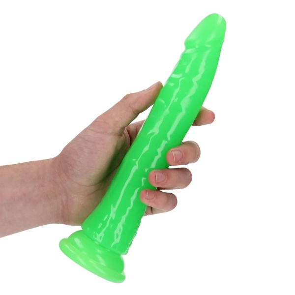 Slim Realistic Dildo with Suction Cup - Glow in the Dark - 9'' / 22,5 cm - Bilde 7