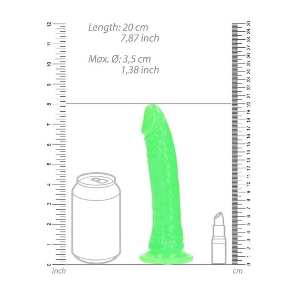 Slim Realistic Dildo with Suction Cup - Glow in the Dark - 7'' / 18 cm - Bilde 4