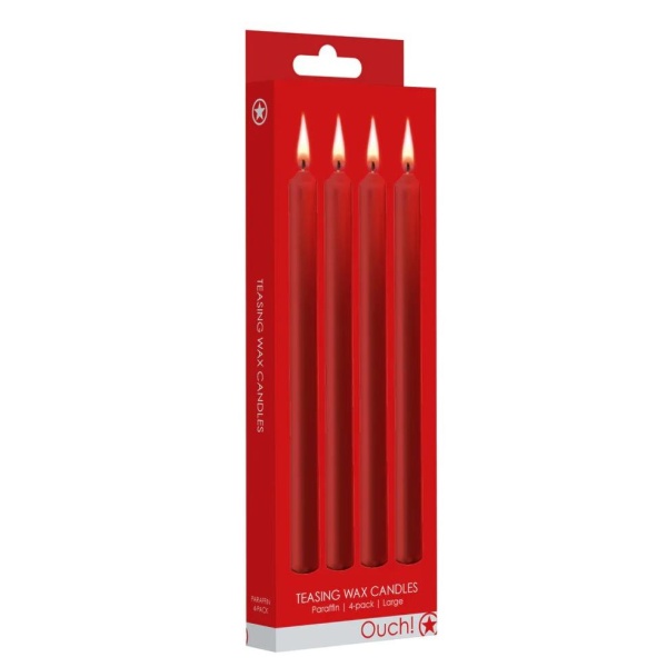 Teasing Wax Candles - 4 Pieces - Large - Red - Bilde 5