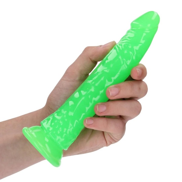 Slim Realistic Dildo with Suction Cup - Glow in the Dark - 7'' / 18 cm - Bilde 5