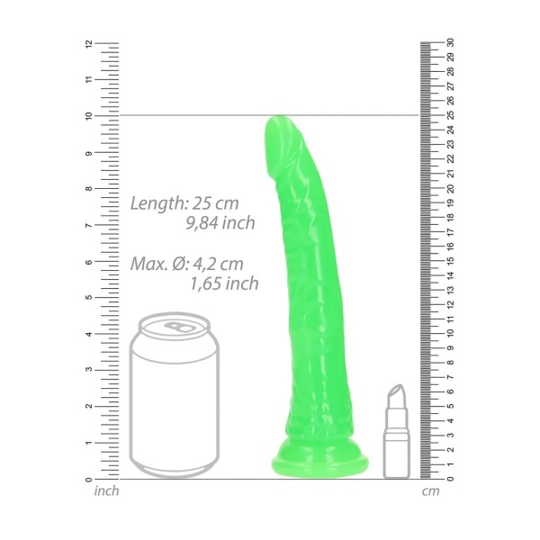 Slim Realistic Dildo with Suction Cup - Glow in the Dark - 9'' / 22,5 cm - Bilde 6