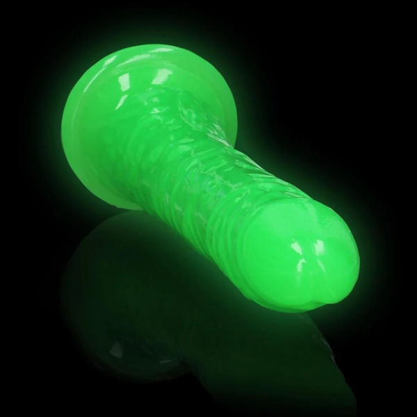 Slim Realistic Dildo with Suction Cup - Glow in the Dark - 8'' / 20 cm - Bilde 4